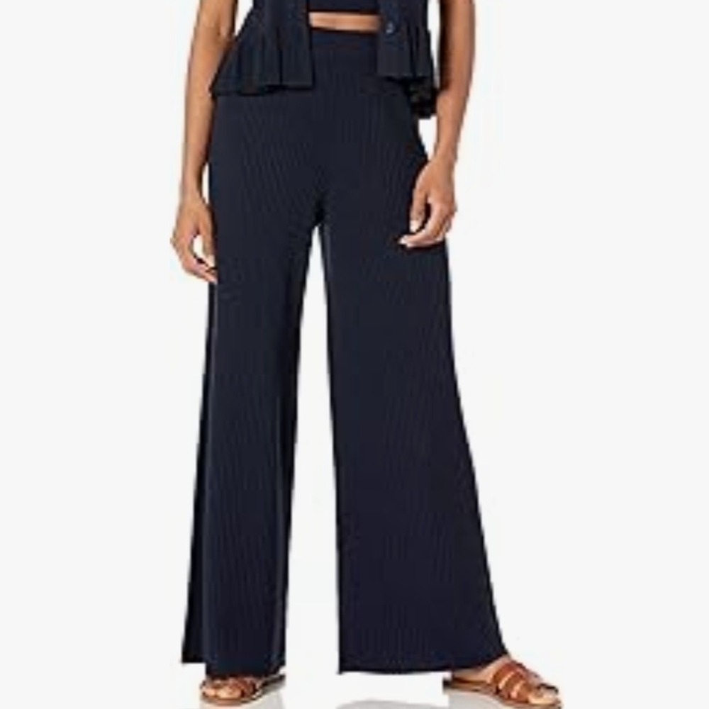 The Drop Catalina Rib Knit Wide Leg Pants Navy XXL